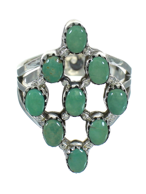 Southwestern Sterling Silver And Turquoise Ring Size 7 YX86750